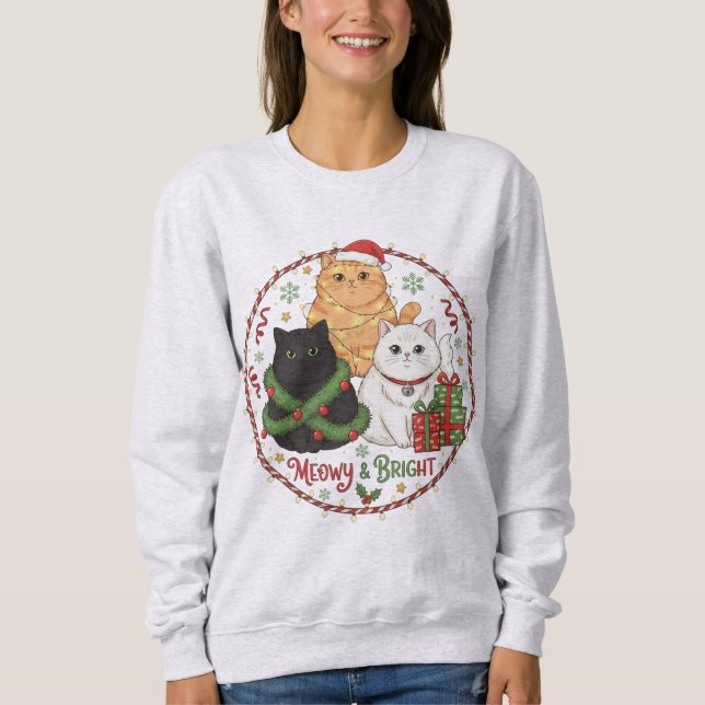 Weihnachts-Feierabendpullover für Katzenliebhaber Sweatshirt (Vorderseite)