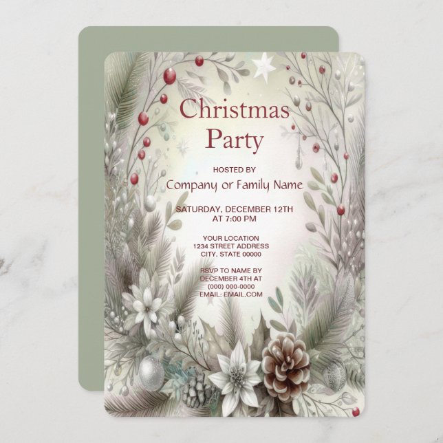 Weihnachts-Feiertag Einladung (Vorne/Hinten)