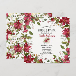 Weihnachts-Feiertag-Poinsettie-Blumen-Brautjungfer Einladung
