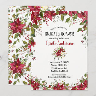 Weihnachts-Feiertag-Poinsettie-Blumen-Brautjungfer Einladung