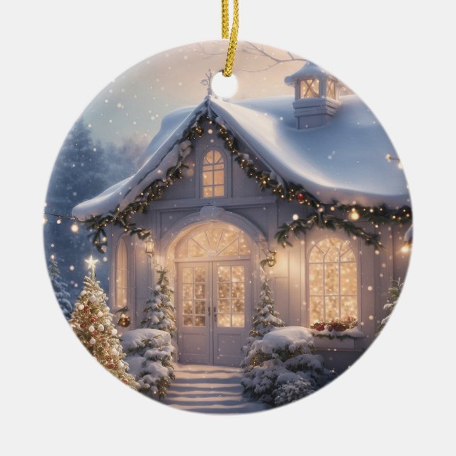 Weihnachts-Feiertage Keramik Ornament (Vorne)