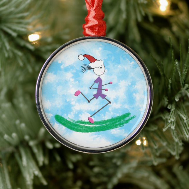 Weihnachts-Feiertage Lady Runner © Running Silbernes Ornament (Baum)