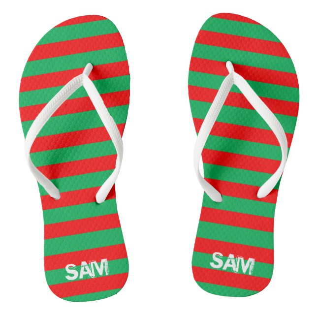 Weihnachts-Feiertage Streifen Custom Flip Flops Th (Fußbett)