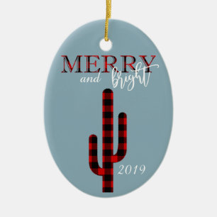 Weihnachts-Feiertags-Kaktus Südwest-Buffalo-Karo Keramik Ornament