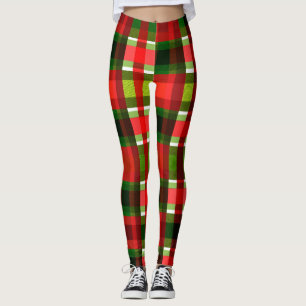 Weihnachts-Feiertags-Karo-Buffalo-Kariert Leggings