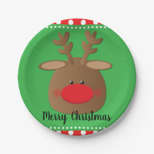 Weihnachts-Feiertags-Rentier-Polka-Punkt-Party ind Pappteller