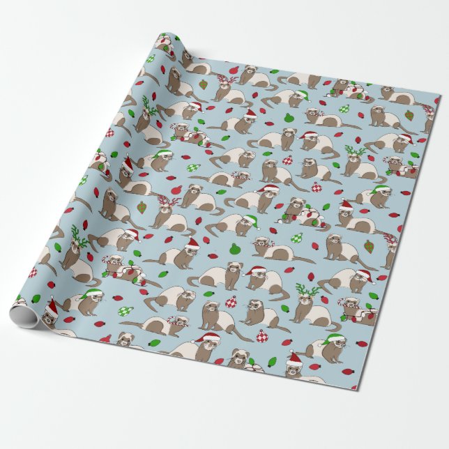 Weihnachts-Ferret-Umschlagpapier Geschenkpapier (Ungerollt)