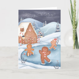 Weihnachts-festes Lebkuchen Männer Skaten Card Karte