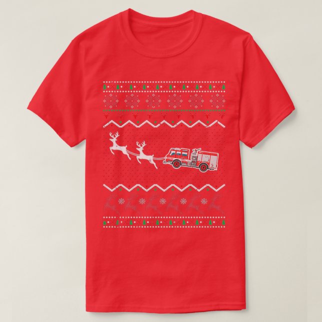 Weihnachts-Feuerwehrmann Xmas Feuerwehrfeuer T-Shirt (Design vorne)