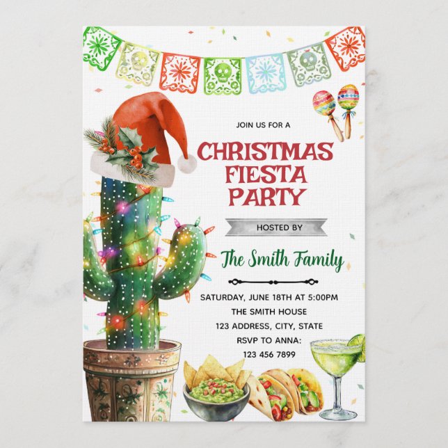 Weihnachts-Fiesta-Party-Einladung Einladung (Vorderseite)