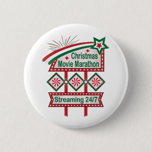 Weihnachts-Film Marathon Retro Marquee Festival Button