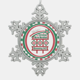 Weihnachts-Film Marathon Retro Marquee Festival Schneeflocken Zinn-Ornament