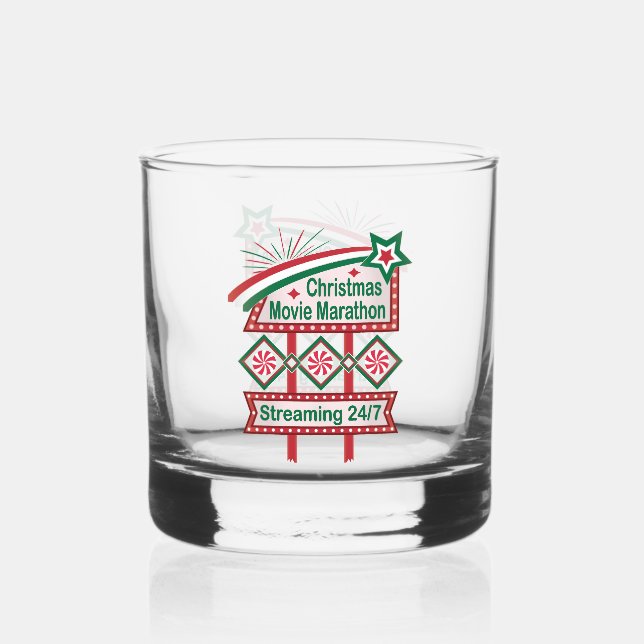 Weihnachts-Film Marathon Retro Marquee Festival Whiskyglas (Vorderseite)