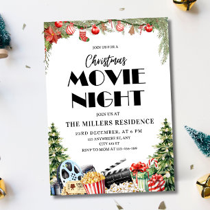 Weihnachts-Filmabend Einladung, Feiertagsfilm Einladung