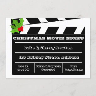 Weihnachts-Filmabend Holly Clapboard Einladung