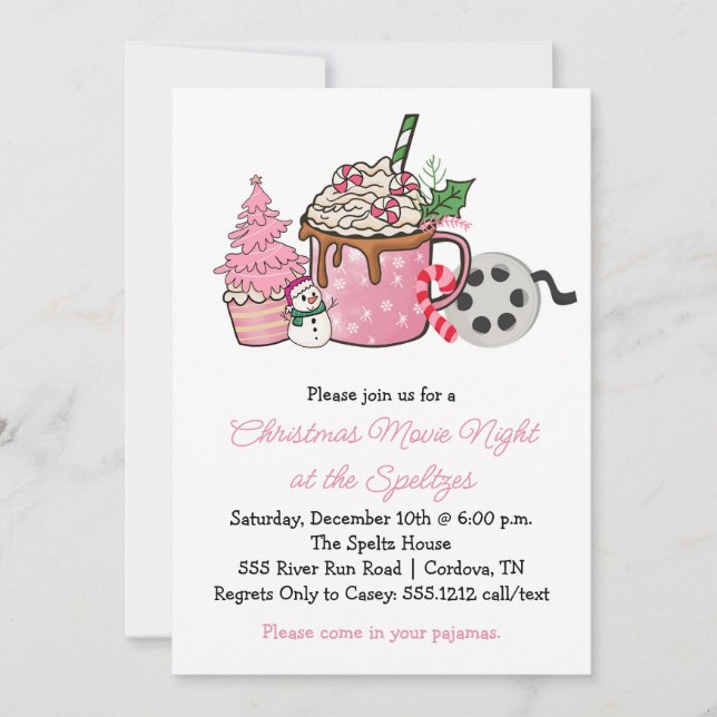 Weihnachts-Filmabend-Party Einladungen (Vorderseite)