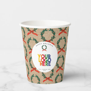 Weihnachts-Firmenlogo Vintage Kraft Pappbecher