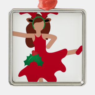 Weihnachts-Flamenco-Tänzer-Emoji Ornament Aus Metall