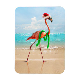 Weihnachts-Flamingo am Strand Magnet