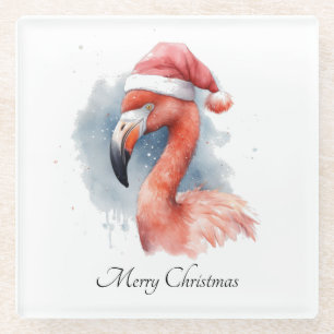 Weihnachts-Flamingo, anpassbar Glasuntersetzer