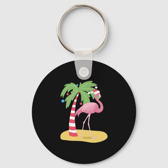 Weihnachts Flamingo Beach Schlüsselanhänger (Vorderseite)