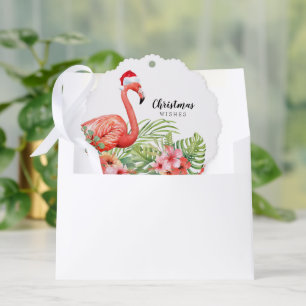 Weihnachts-Flamingo-Blumen-Grün-Grüße Ornament Karte