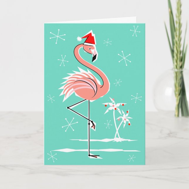 Weihnachts Flamingo Frohe Weihnachtsgrüße Karte (Vorderseite)