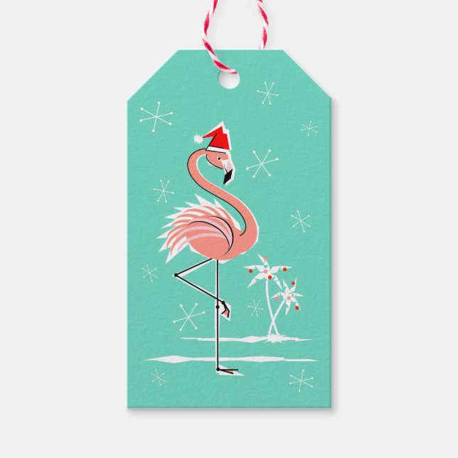 Weihnachts-Flamingo-Geschenk-Tags Geschenkanhänger (Vorderseite)