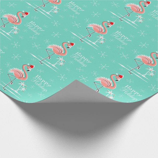 Weihnachts Flamingo Happy Holidays Packpapier (Ecke)