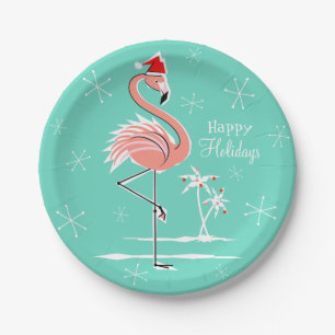 Weihnachts Flamingo Happy Holidays Papierplatte Pappteller