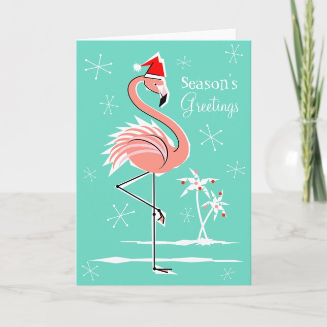 Weihnachts-Flamingo-Jahreszeit-Grüße Feiertagskarte (Vorderseite)