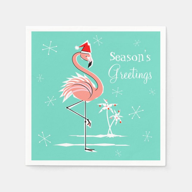 Weihnachts Flamingo Jahreszeit Grüße Papier Servie Serviette (Vorderseite)