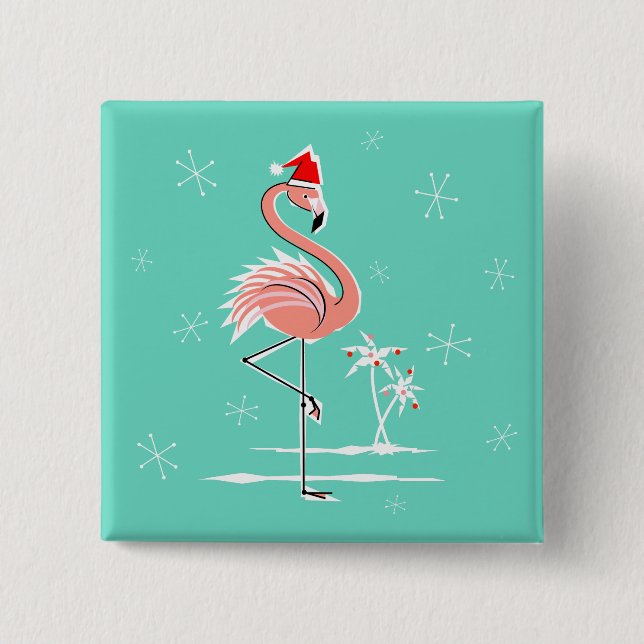 Weihnachts-Flamingo-Knopfplatz Button (Vorderseite)
