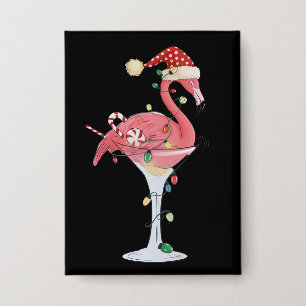 Weihnachts-Flamingo-Lichter Xmas Tropisches Tier  Button