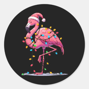 Weihnachts Flamingo Lover Santa Xmas Frauen Männer Runder Aufkleber