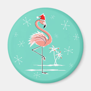 Weihnachts-Flamingo-Magnet rund Magnet