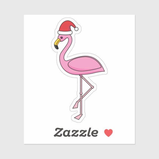 Weihnachts-Flamingo mit Weihnachtsmannmütze Aufkleber (Blatt)