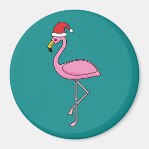 Weihnachts-Flamingo mit Weihnachtsmannmütze Magnet