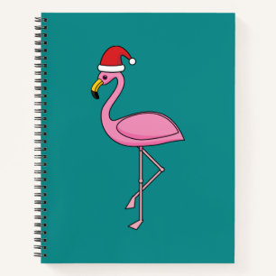 Weihnachts-Flamingo mit Weihnachtsmannmütze Notizbuch
