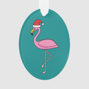 Weihnachts-Flamingo mit Weihnachtsmannmütze Ornament