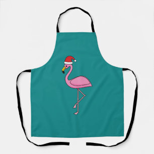 Weihnachts-Flamingo mit Weihnachtsmannmütze Schürze