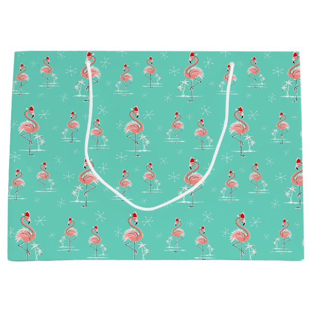 Weihnachts Flamingo Multi große Geschenktüte (Vorderseite)