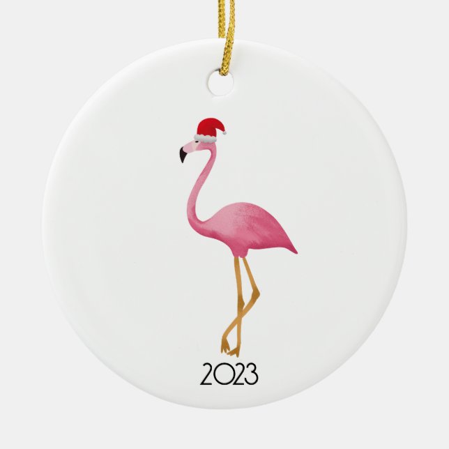 Weihnachts-Flamingo-Ornament Keramik Ornament (Vorne)