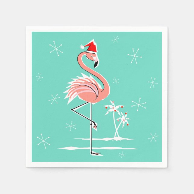 Weihnachts-Flamingo-Papierserviette Serviette (Vorderseite)