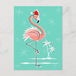 Weihnachts-Flamingo-Postkarte Feiertagspostkarte