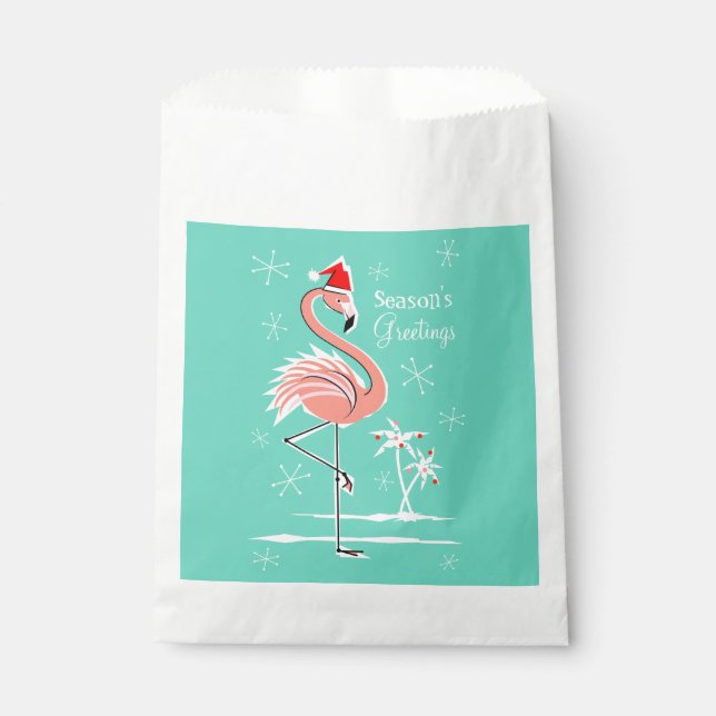 Weihnachts-Flamingo-Saison Grüße-Tasche Geschenktütchen (Vorderseite)