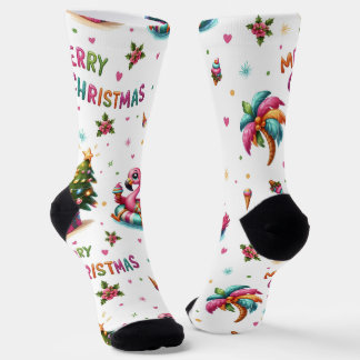 Weihnachts-Flamingo-Socken, tropische Weihnachtsso Socken