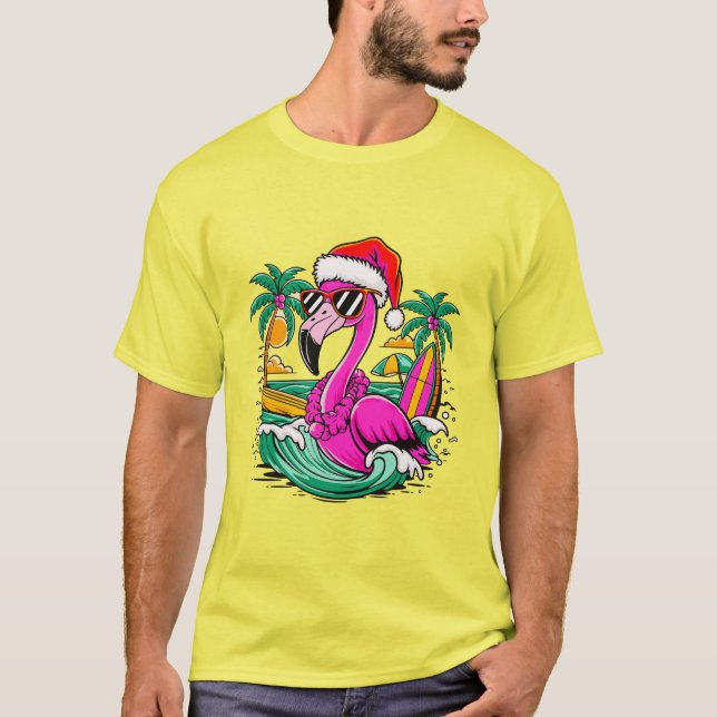Weihnachts-Flamingo-Spaß im Paradies T-Shirt (Vorderseite)
