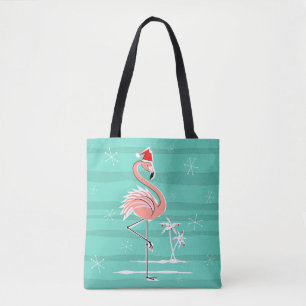 Weihnachts-Flamingo-Streifen überall in der Tasche