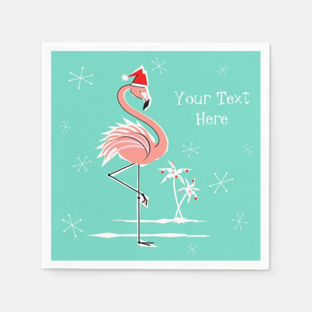 Weihnachts Flamingo Text paper nappers Serviette (Vorderseite)